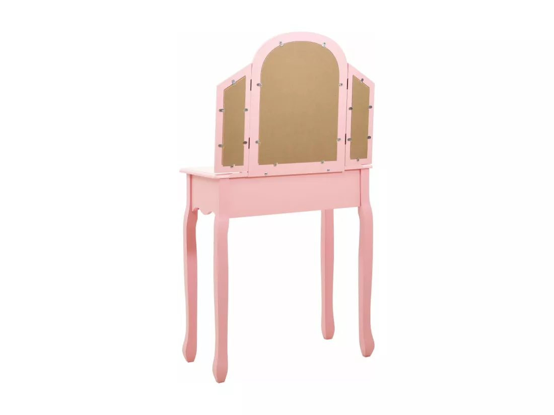 Coiffeuse et tabouret Rose 65x36x128 cm Bois de paulownia MDF