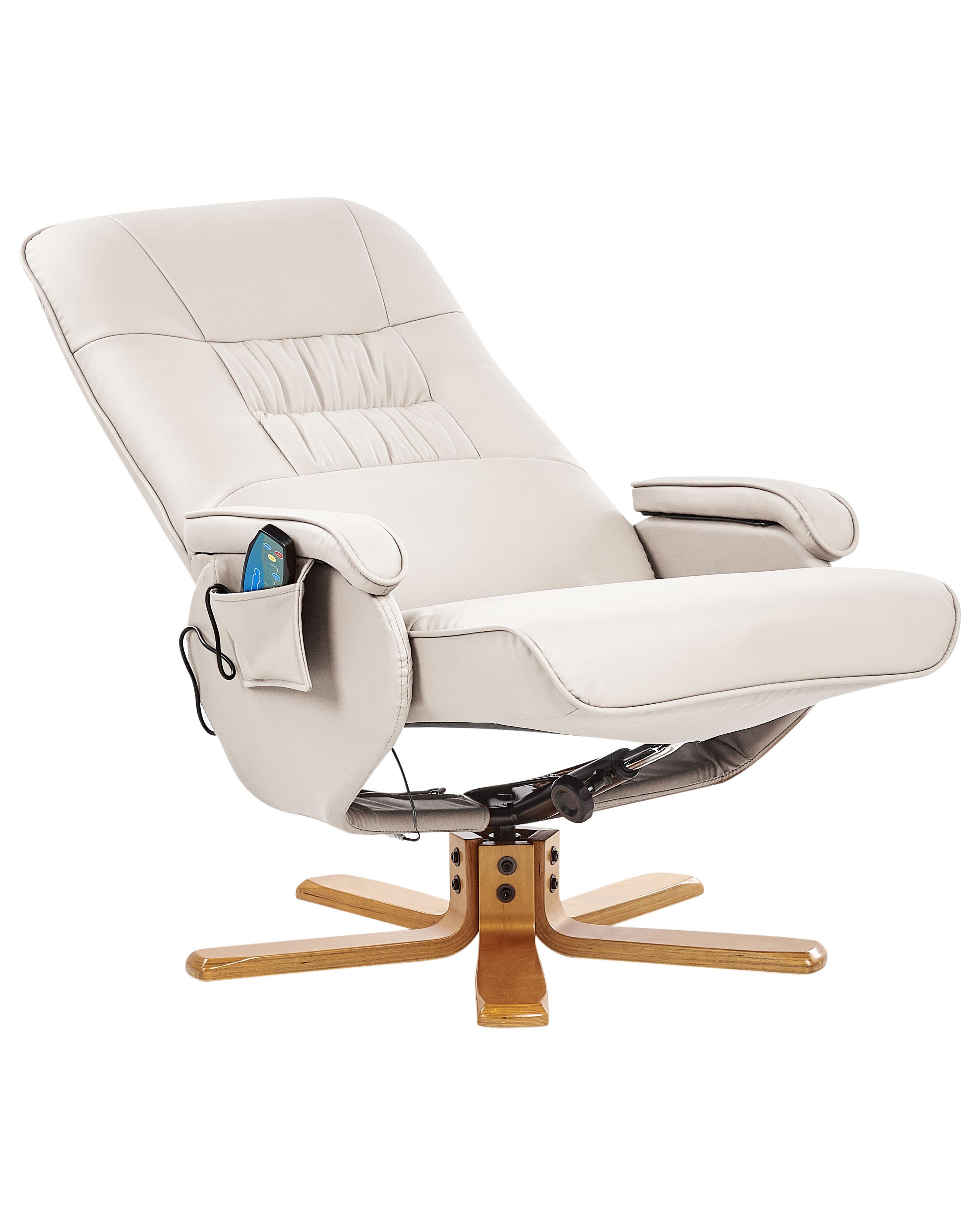 Massagestoel RELAXPRO met voetenbank Kunstleer Lichtbeige