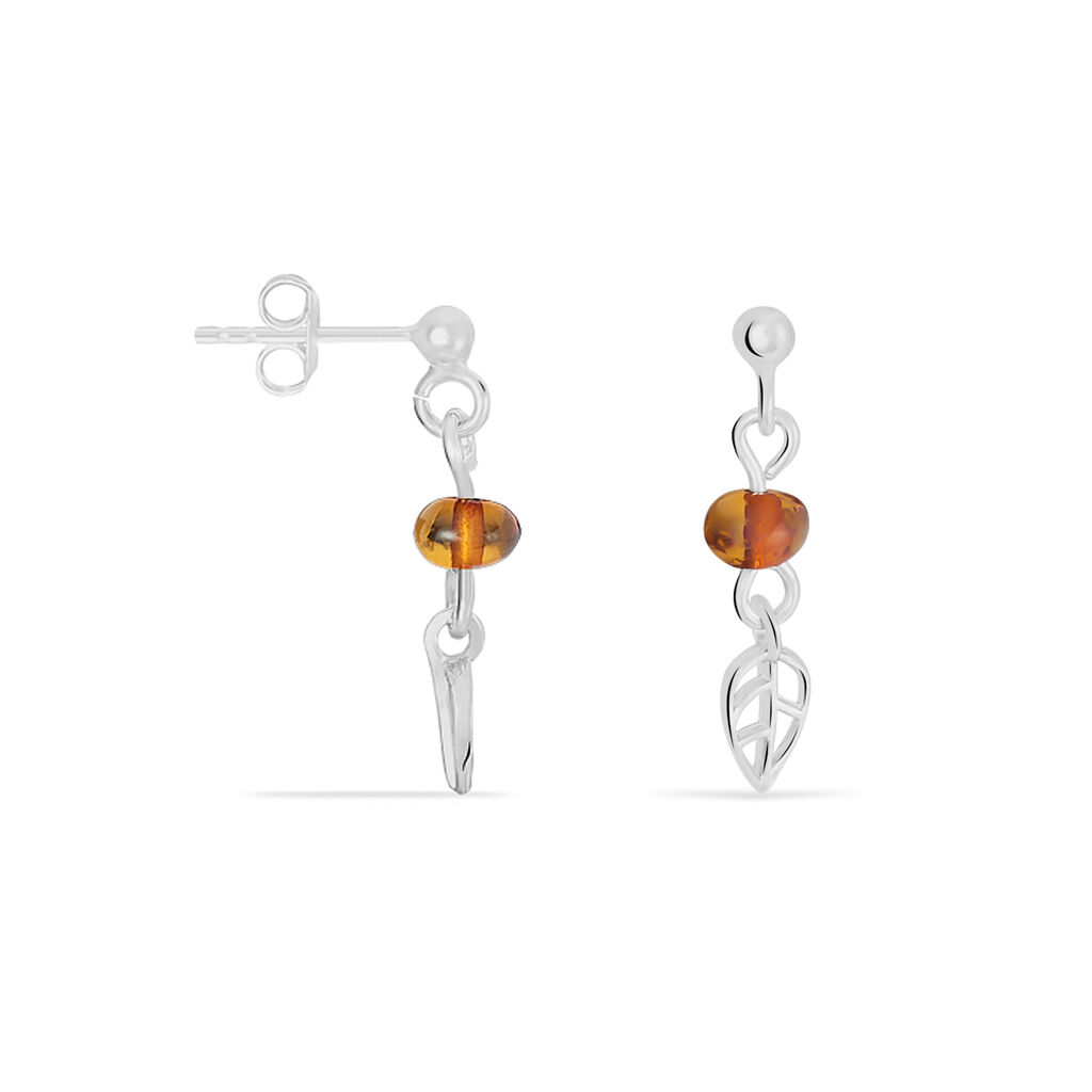 Boucles D'oreilles Pendantes Nolana Argent Blanc Ambre