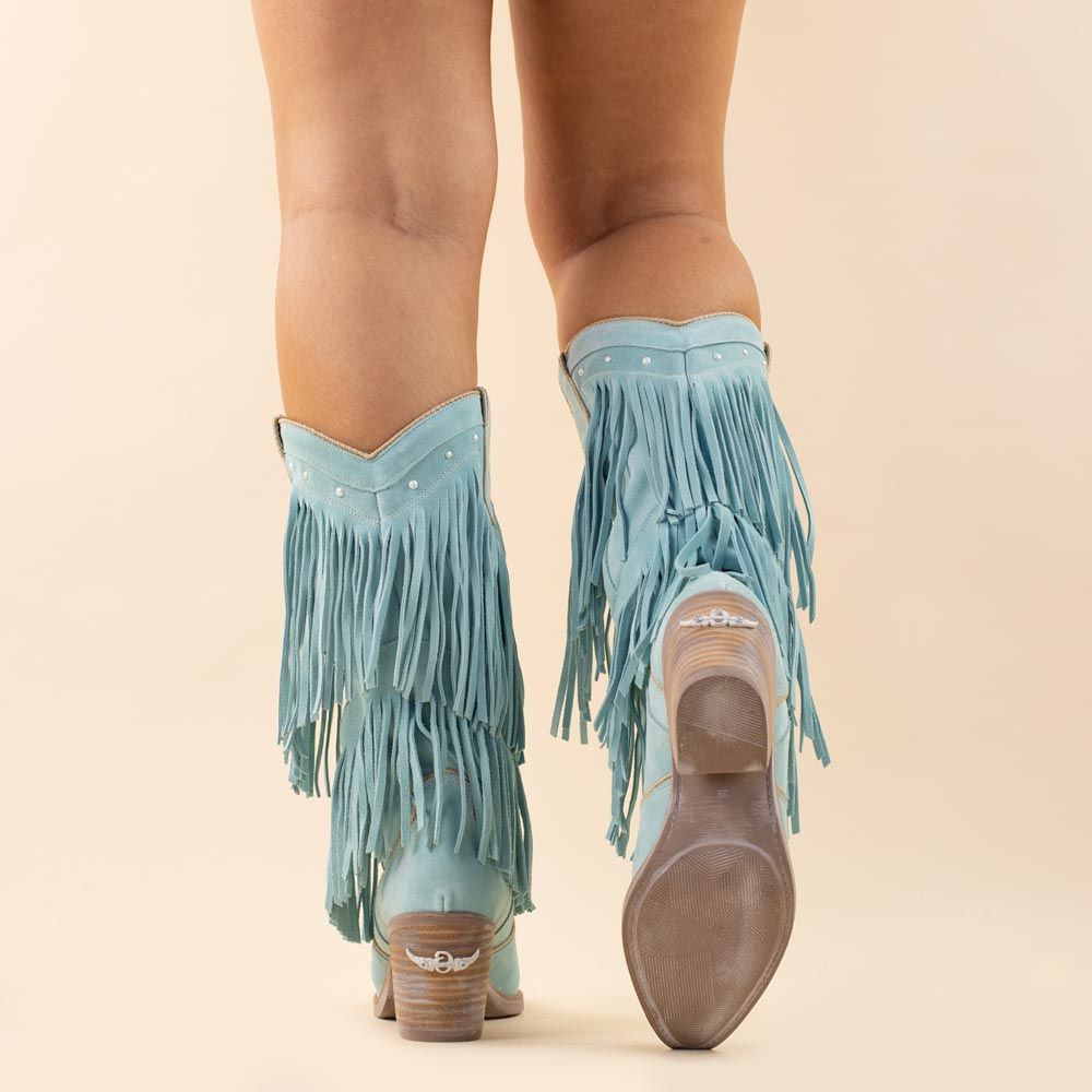 Nemonic 2279 cowboyboots boho fringe turquoise