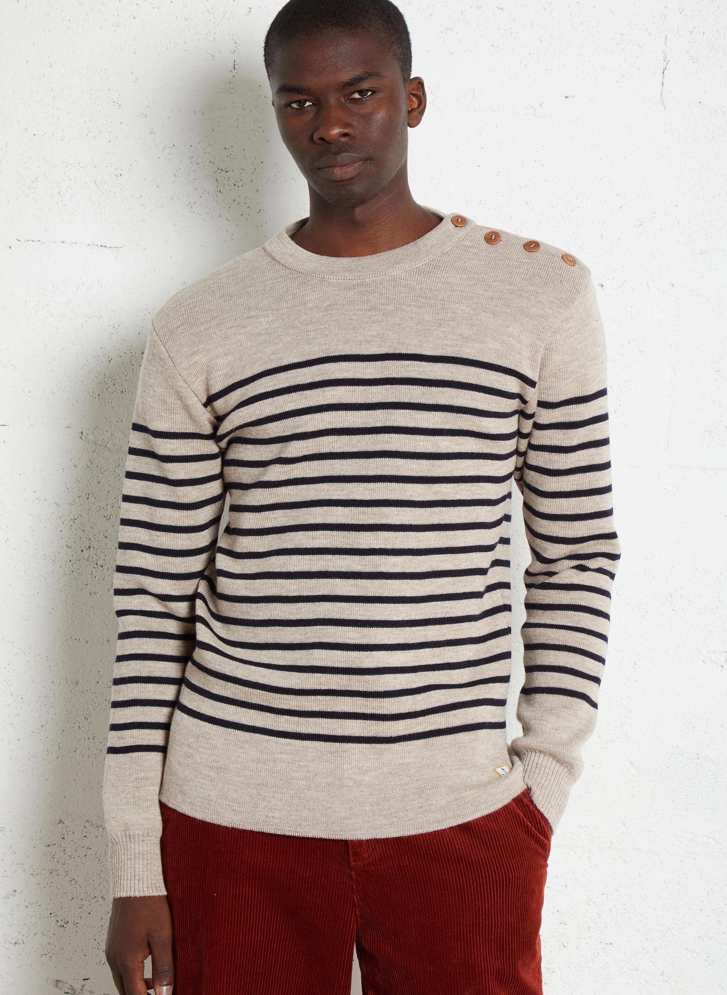 Pull col rond regular-fit en laine | Multicolore
