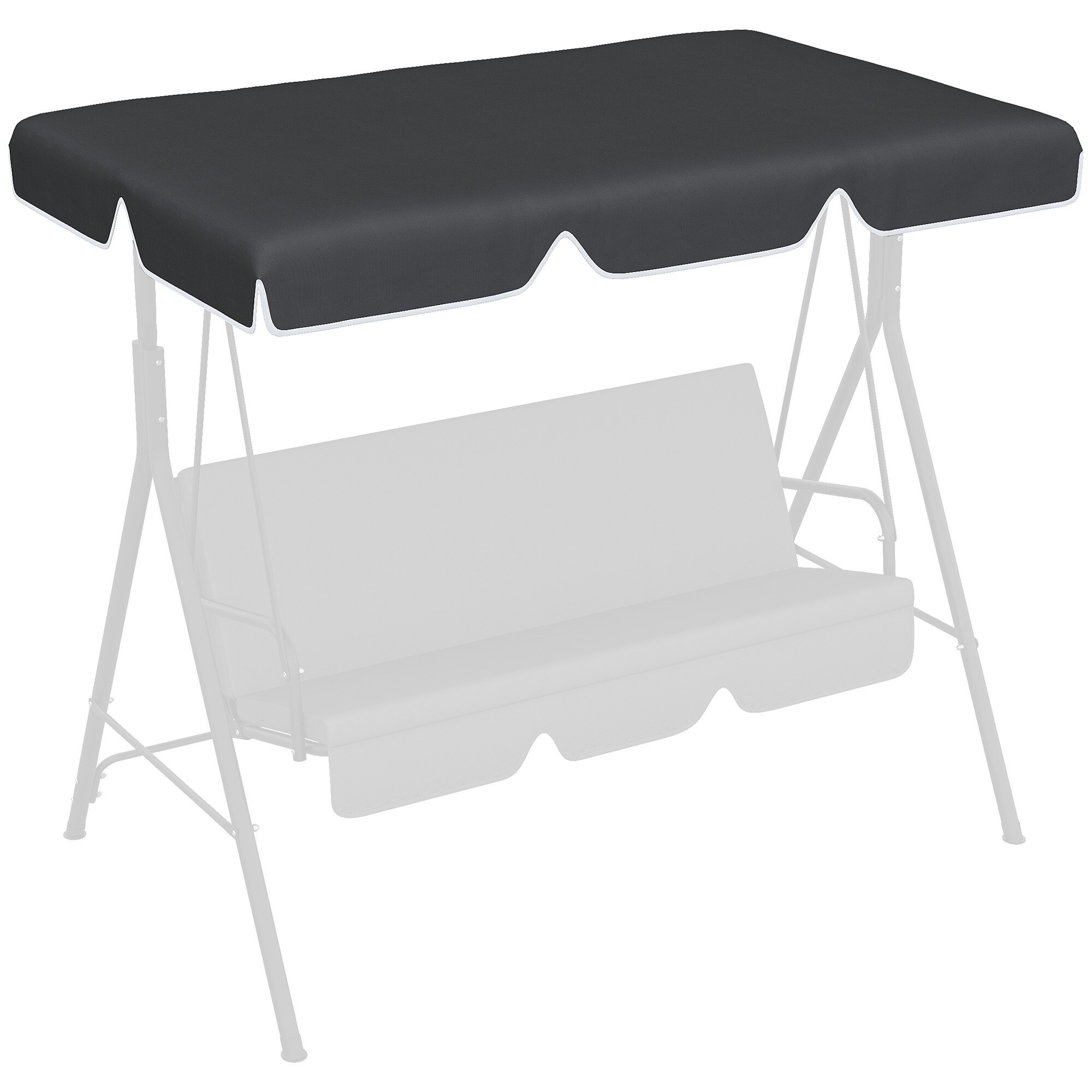 Outsunny Hollywoodschaukel Ersatzdach mit Schlaufenbefestigung schwarz 192L x 144B cm