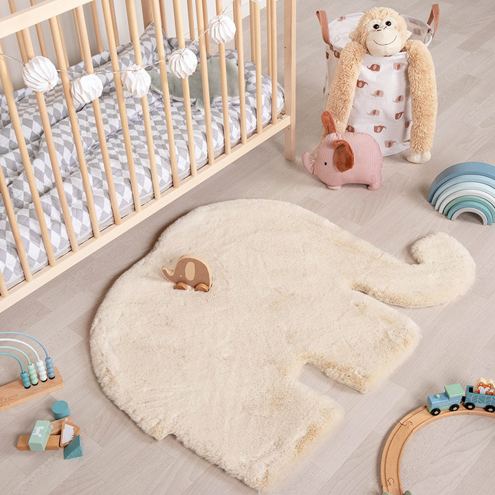 Kindervloerkleed - Huggy Olifant Creme | Super fluffy!
