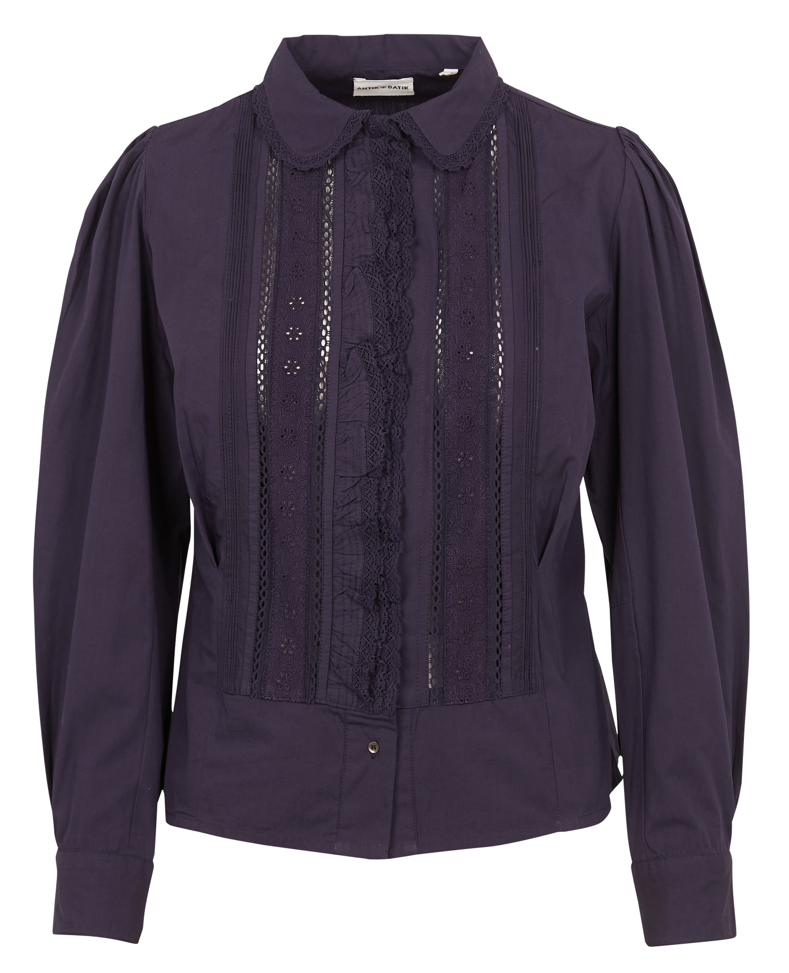 DIANE - Chemise col claudine en popeline de coton| Bleu