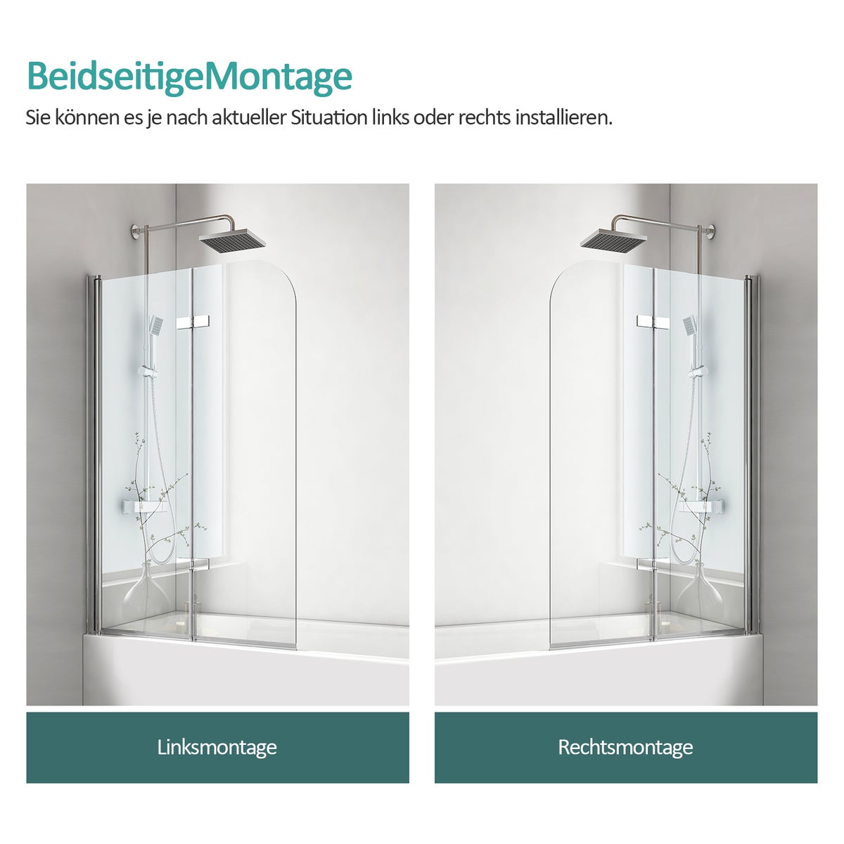 EMKE Badkuipvouwschermen, 100x140cm Douchewand voor Bad, Vouwwand, Douchescherm, Badkuipscherm NANO Easy-Clean Coating