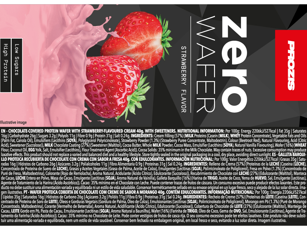 WAFER PROZIS ZERO PROTEICA MORANGO 40G