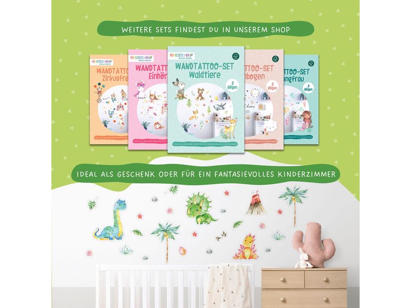 Papierdrachen Wandtattoo-Set Dinosaurier Wandsticker für Kinder
