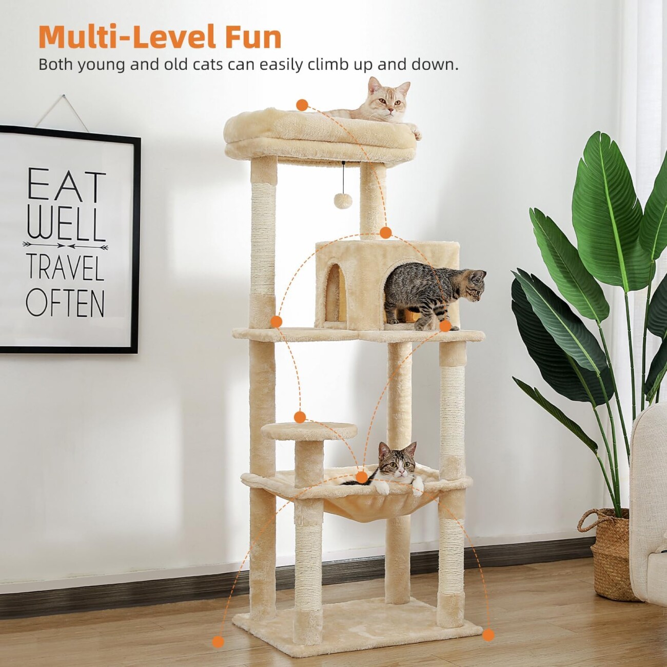 Pawz Road Kratzbaum XL für große Katzen mit Hängematte