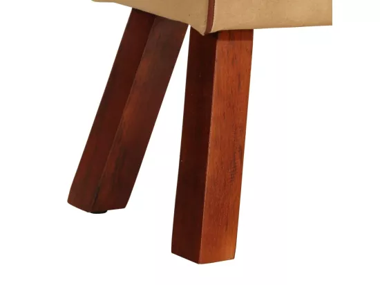Banc saut de cheval 58 cm marron cuir véritable et manguier