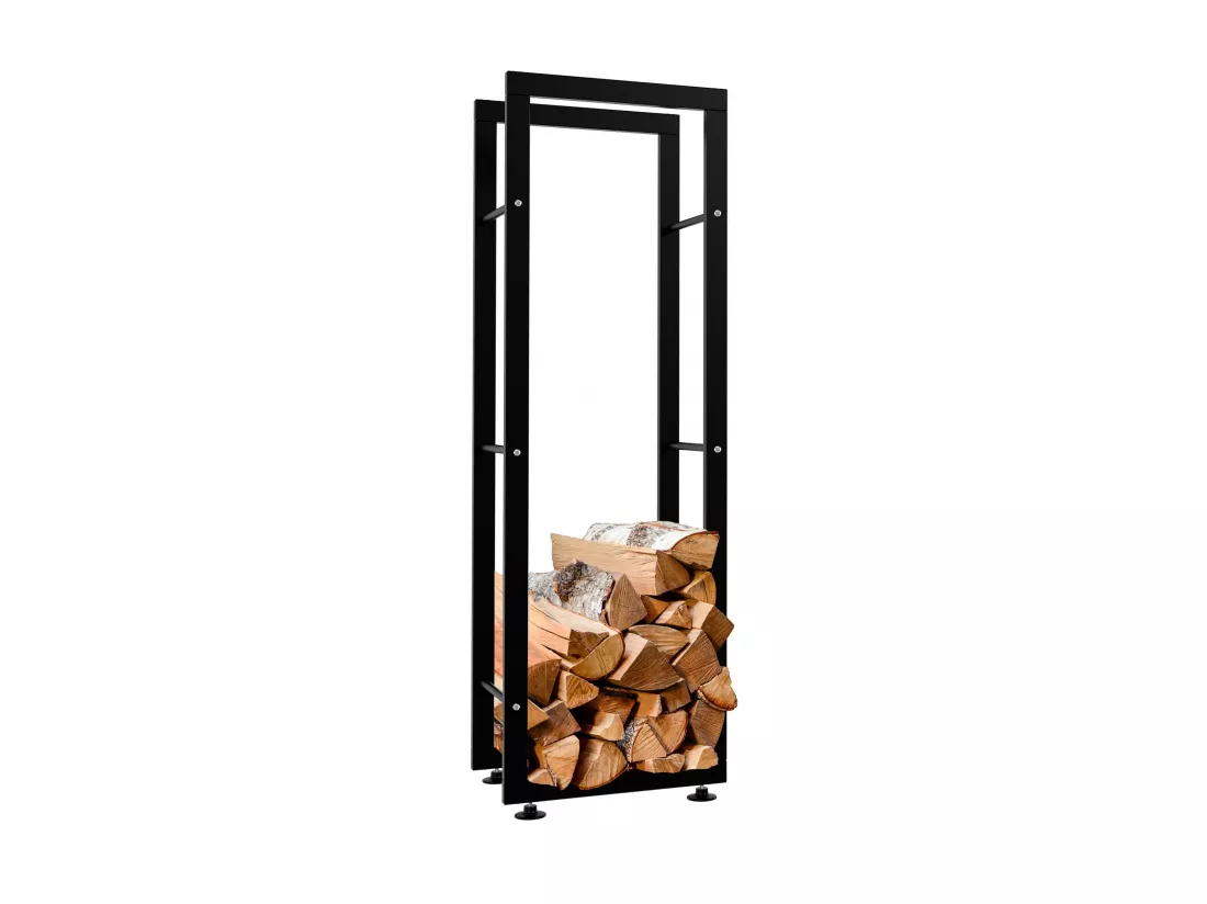 Etagère bois de cheminée - Métal - 40 x 25 x 125cm - Noir - Keri V2