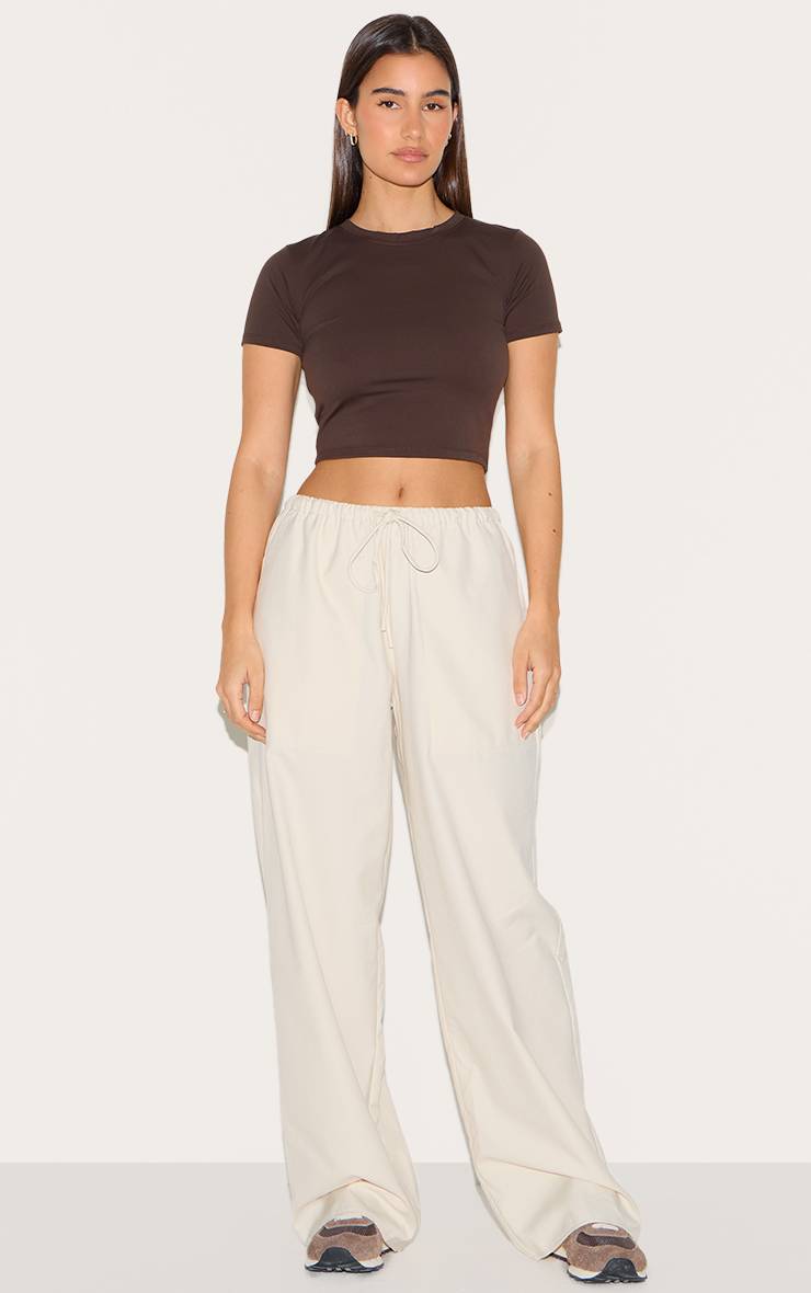Crème Pantalon Ample Taille Basse En Tissu Tissé Avec Cordon De Serrage