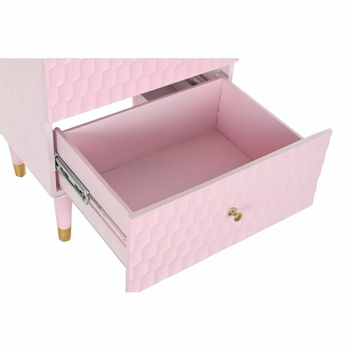 DKD Home Decor Table de Nuit Métal Rose Bois de manguier