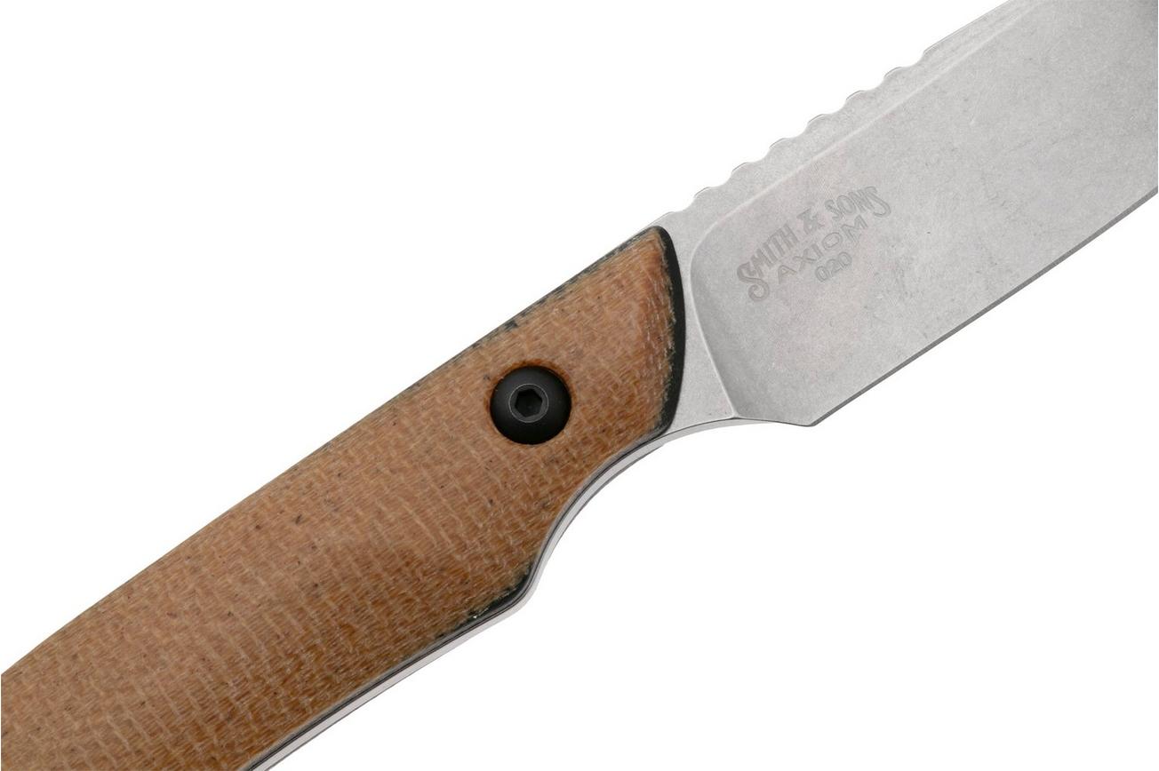 White River Knives Axiom WRSS-AXM-MNB Stonewashed Magnacut, Natural Canvas Micarta, jachtmes, Smith and Sons design