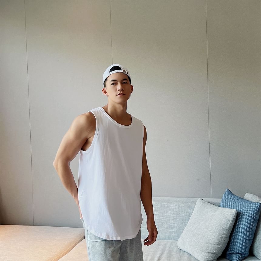 fluffush - Tanktop met ronde hals en effen kleur