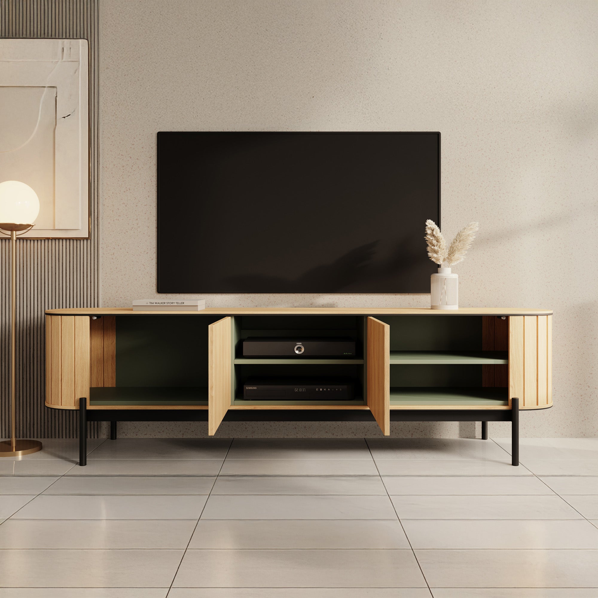 Royale - TV-Meubel met 2 deuren - Eiken - 200x45x57 cm