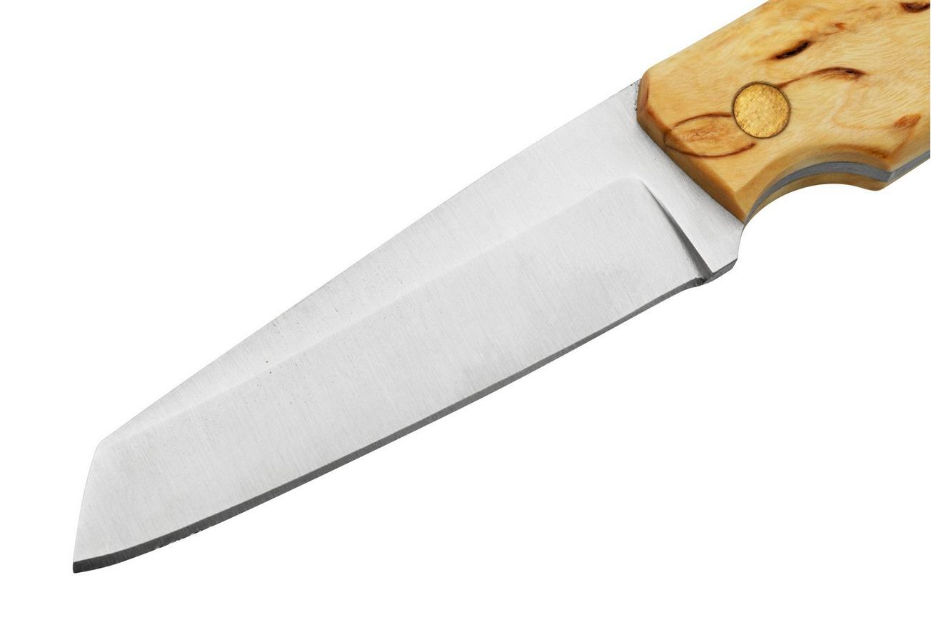 Nordic Knife Design Wharncliffe 80 2080, Curly Birch vaststaand mes
