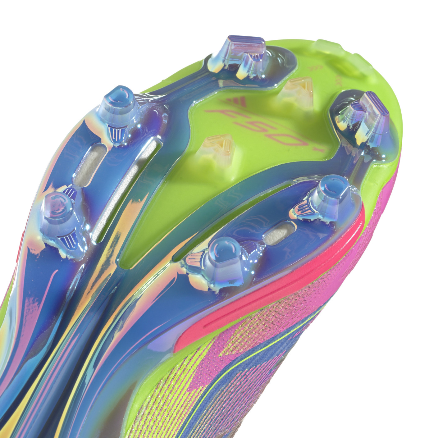 Adidas F50+ Gras Voetbalschoenen (FG) Blauw Neongeel Roze