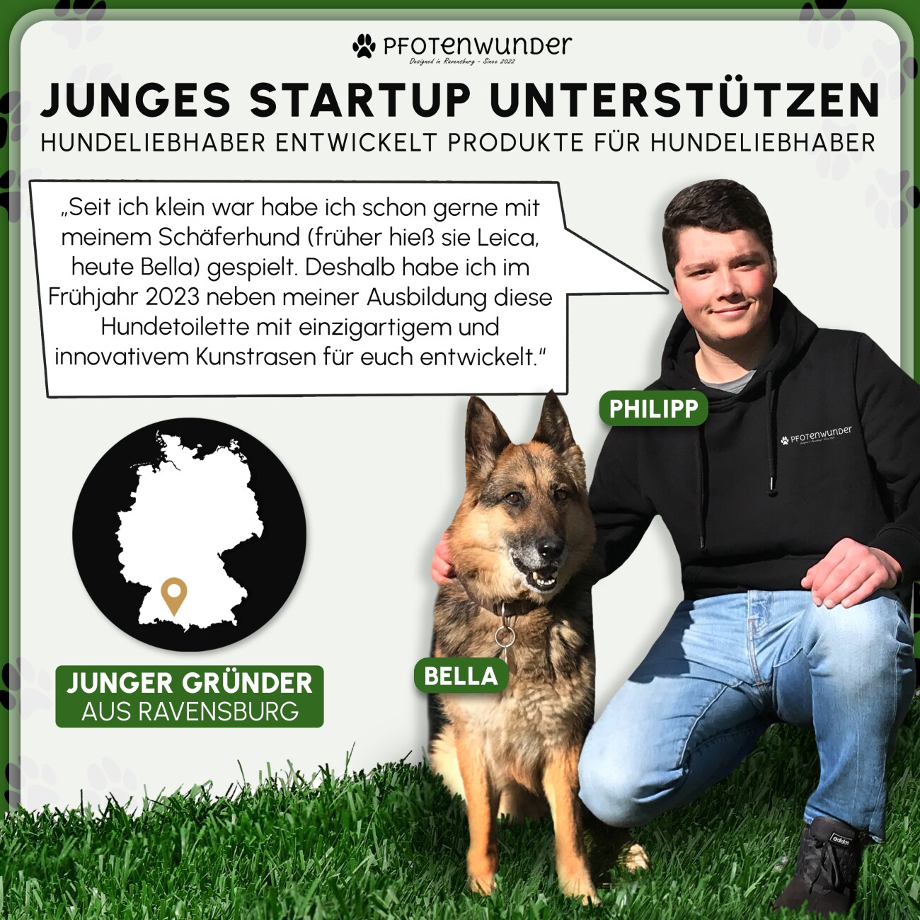 PfotenWunder® 6x EASY-WASH-Ersatzrasen für Hundeklo, Hundetoilette für kleine & große Hunde, 100% Festes Gras, Welpentoilette drinnen Welpenklo zuhause Gras Hundetoiletten Balkon Indoor WC Klo
