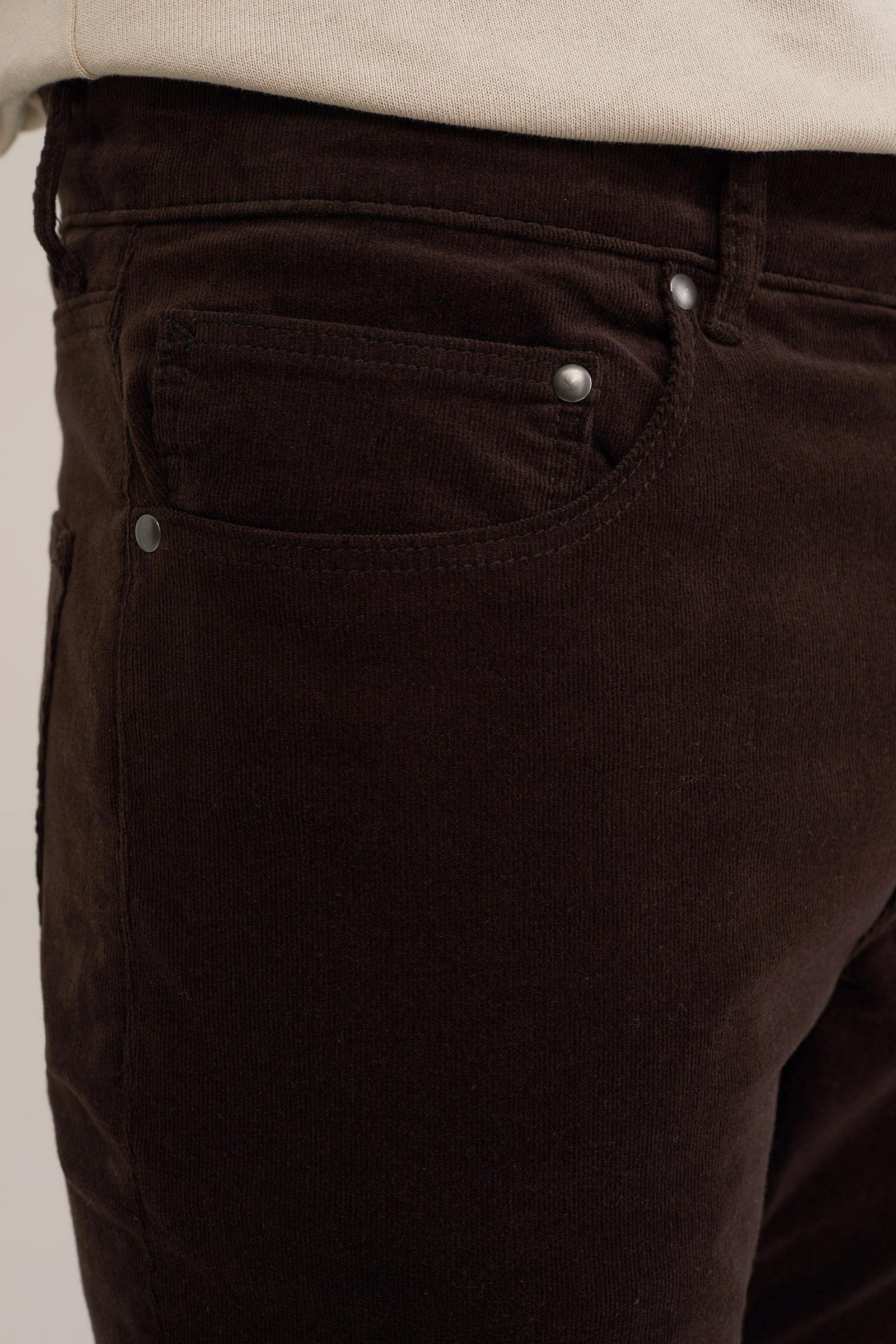 slim fit broek van corduroy Fundamentals Donkerbruin