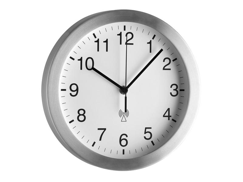 TFA Dostmann Funk-Wanduhr Weiss Analoge Funk-Wanduhr mit Aluminium-Rahmen