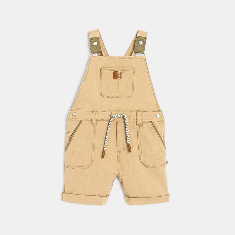 Salopette coton fantaisie et t-shirt imprimé bisons beige bébé garçon