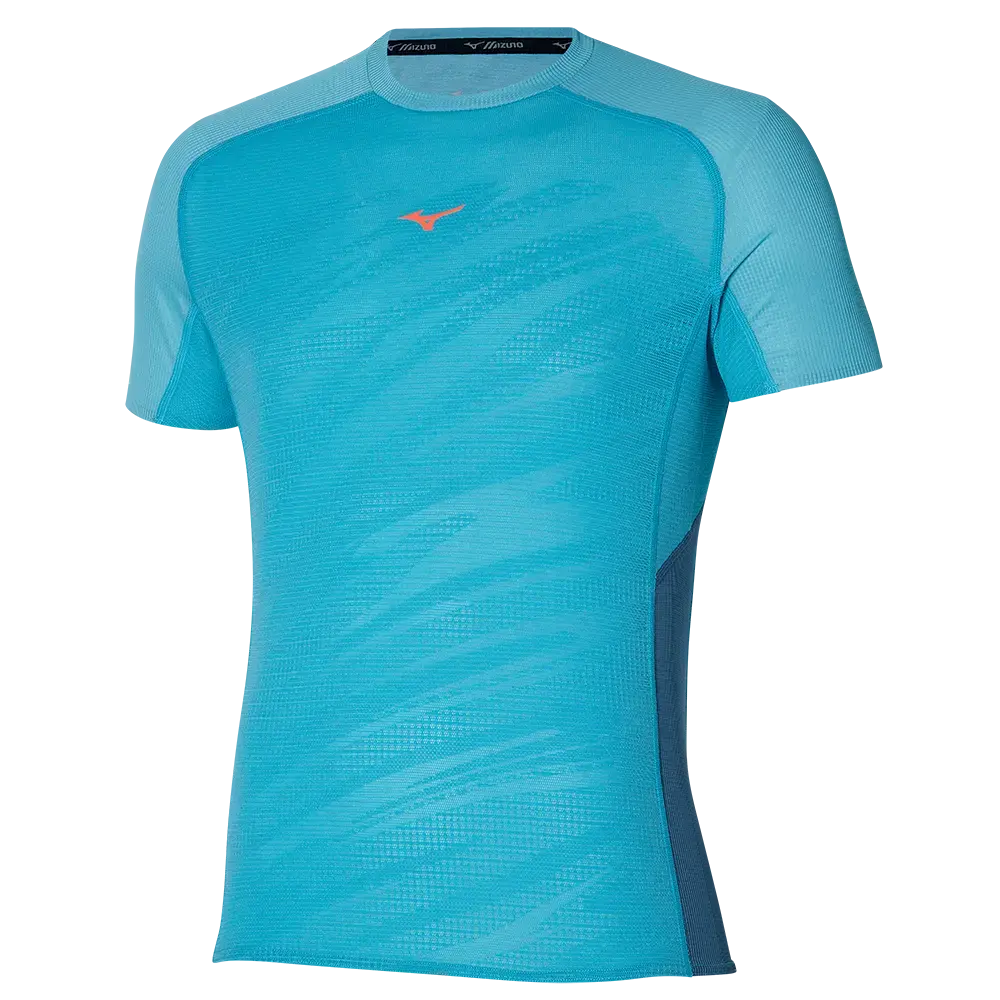Mizuno Aero Hardloopshirt Korte Mouwen Blauw Heren