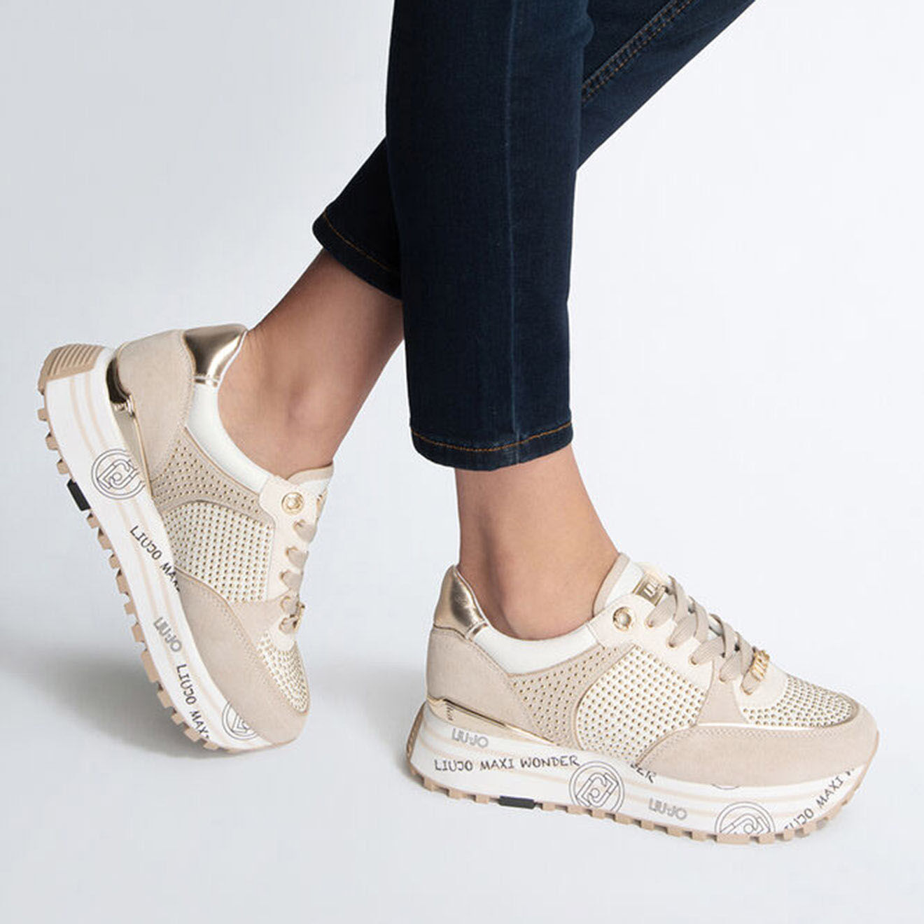Liu-Jo Sneakers en Cuir Victoria beiges