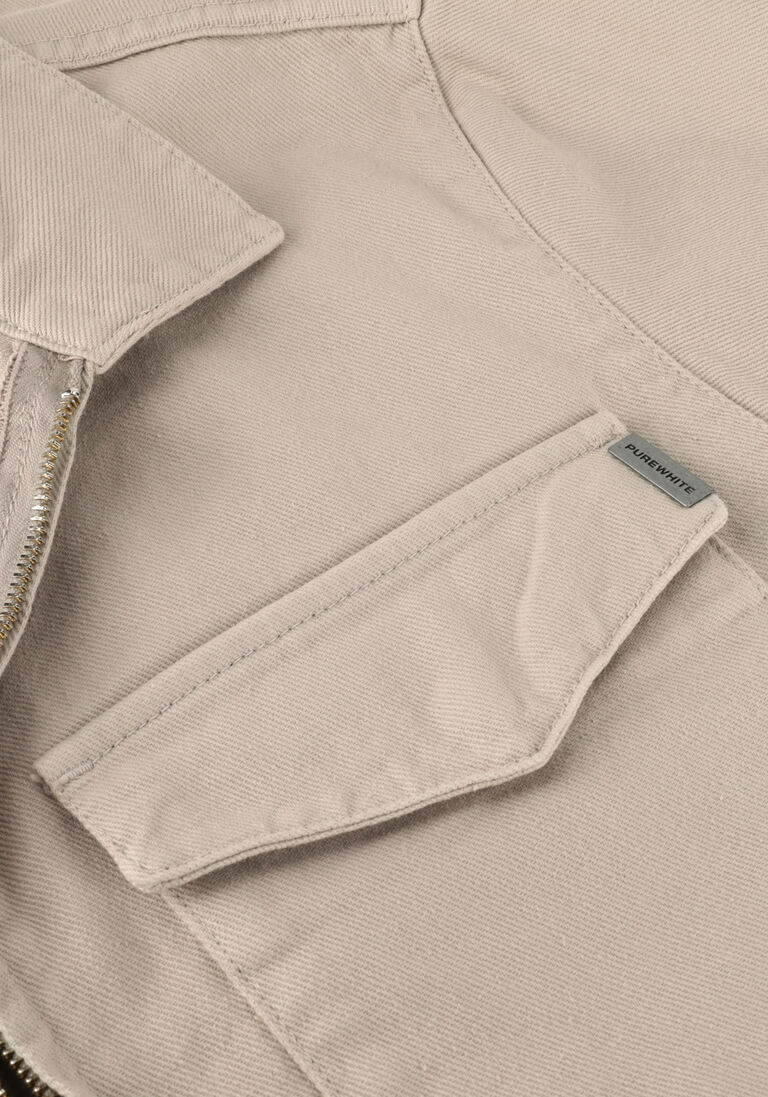 PUREWHITE zand purewhite overshirt twill overshirt with zipper and pockets on chest
