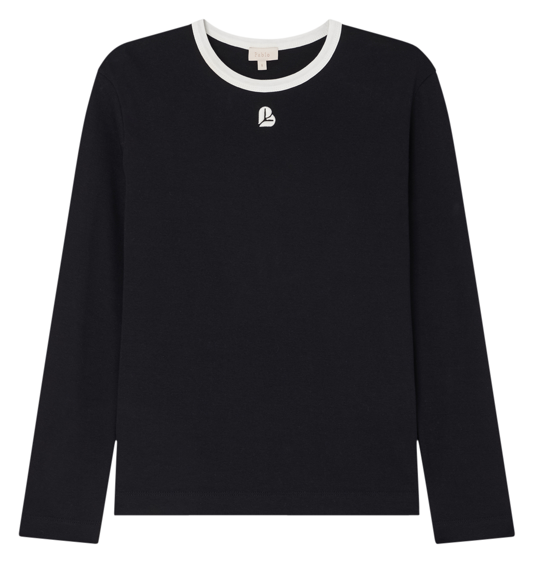 ANNECLAIRE - Tee-shirt col rond droit en coton | Noir