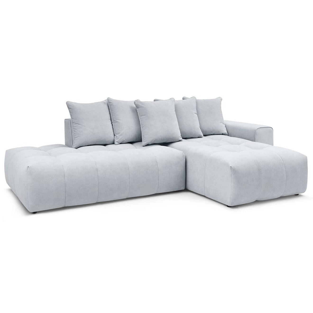 Bobochic Canapé d'angle fixe mont-blanc velours angle droit gris clair - 313x176x97 cm