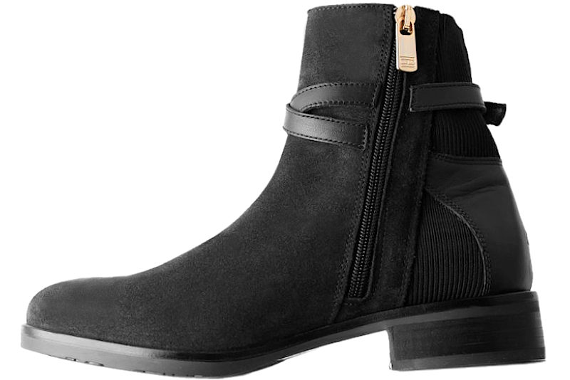 TOMMY HILFIGER TH HARDWARE SUEDE FLAT BOOTIE BLACK