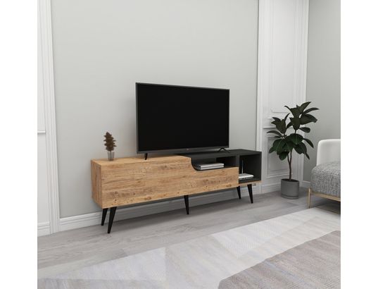 CONCEPT1 - Meuble TV Alba pin atlantic anthracite 150 x 29,6 x h49,6 cm