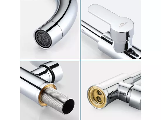 Robinet de Cuisine Rotatif Bec Forme de U Robinet Mitigeur Inox Robinetterie Évier Chrome