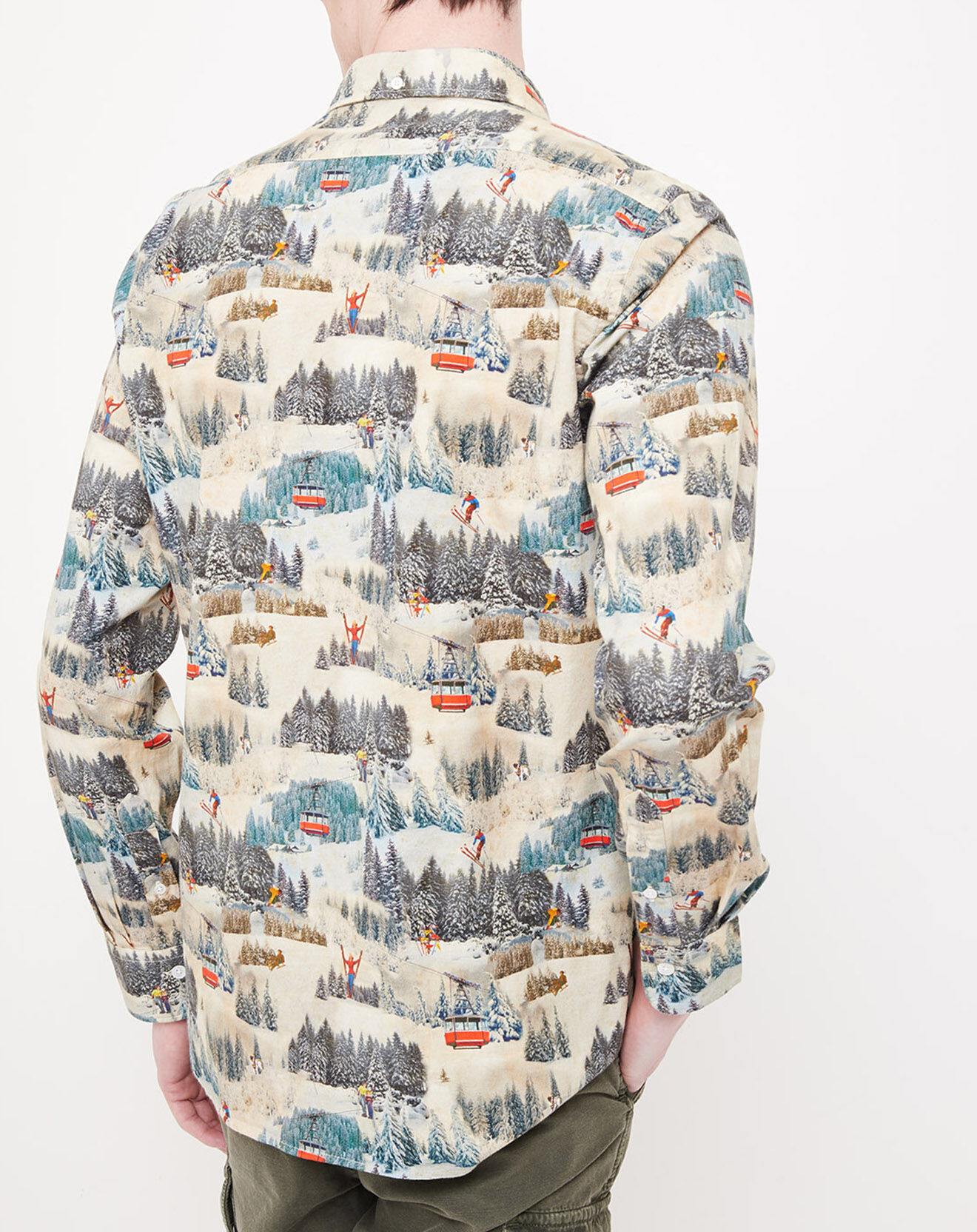 Hartford Chemise slim Side imprimé ski beige/multicolore