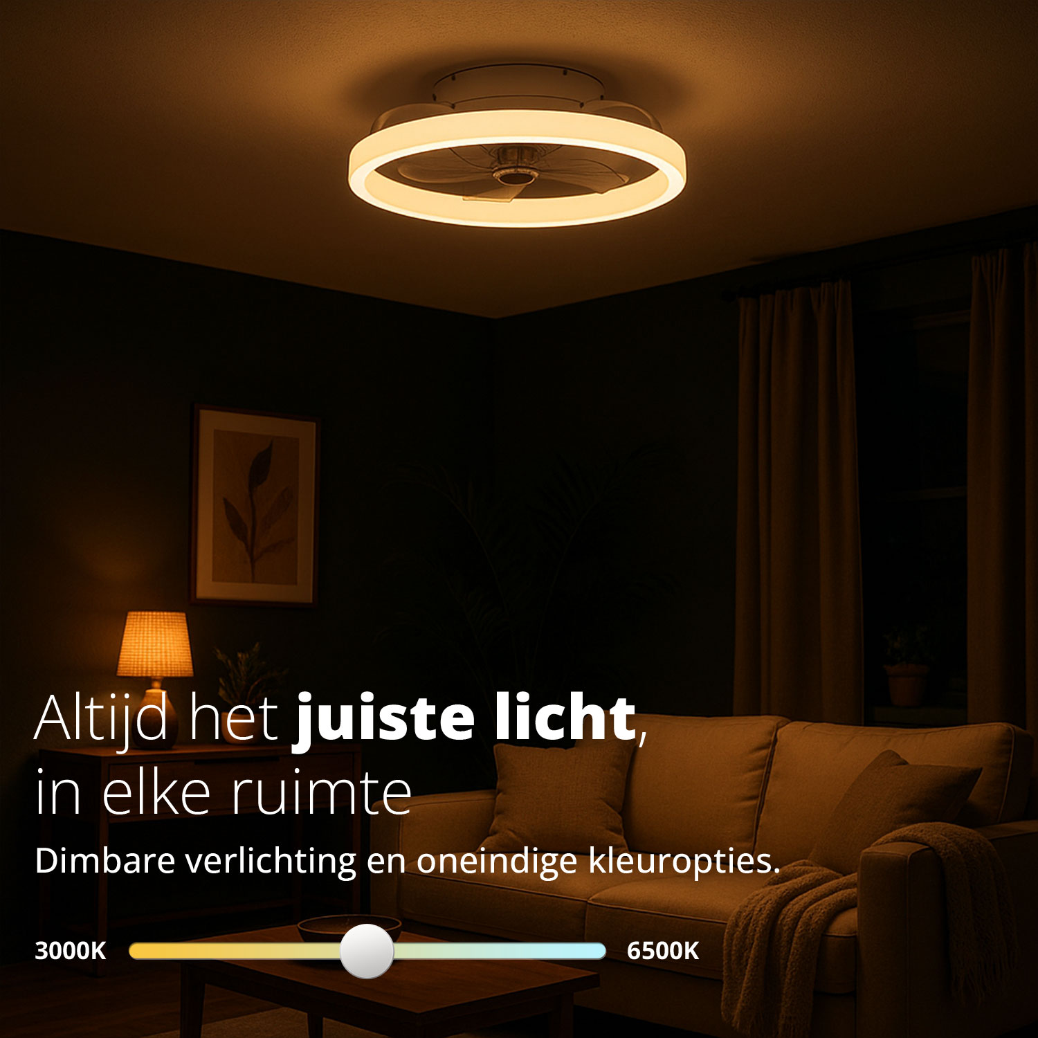 FlinQ AeroGlow Slimme plafondventilator met verlichting - White