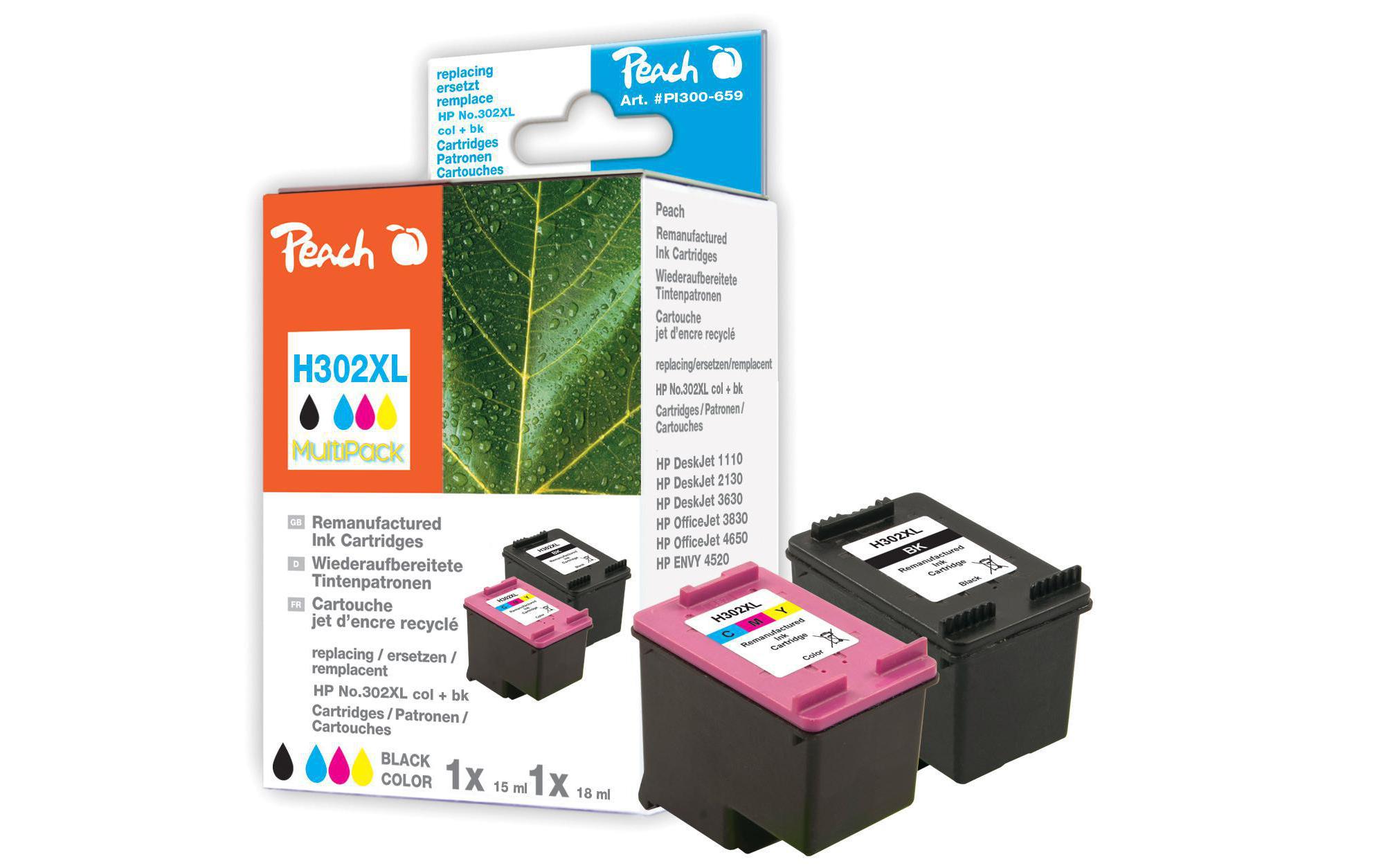 Tintenset HP Nr. 302XL (F6U68A/F6U67A)Tinte, 1x schwarz, 1x dreifarbig (cyan, magenta, gelb)