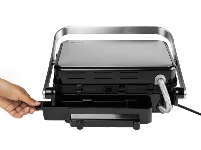 FURBER Kontaktgrill 2000 W Stretto Mit auswechselbaren Koch-, Grill- und Waffelplatten