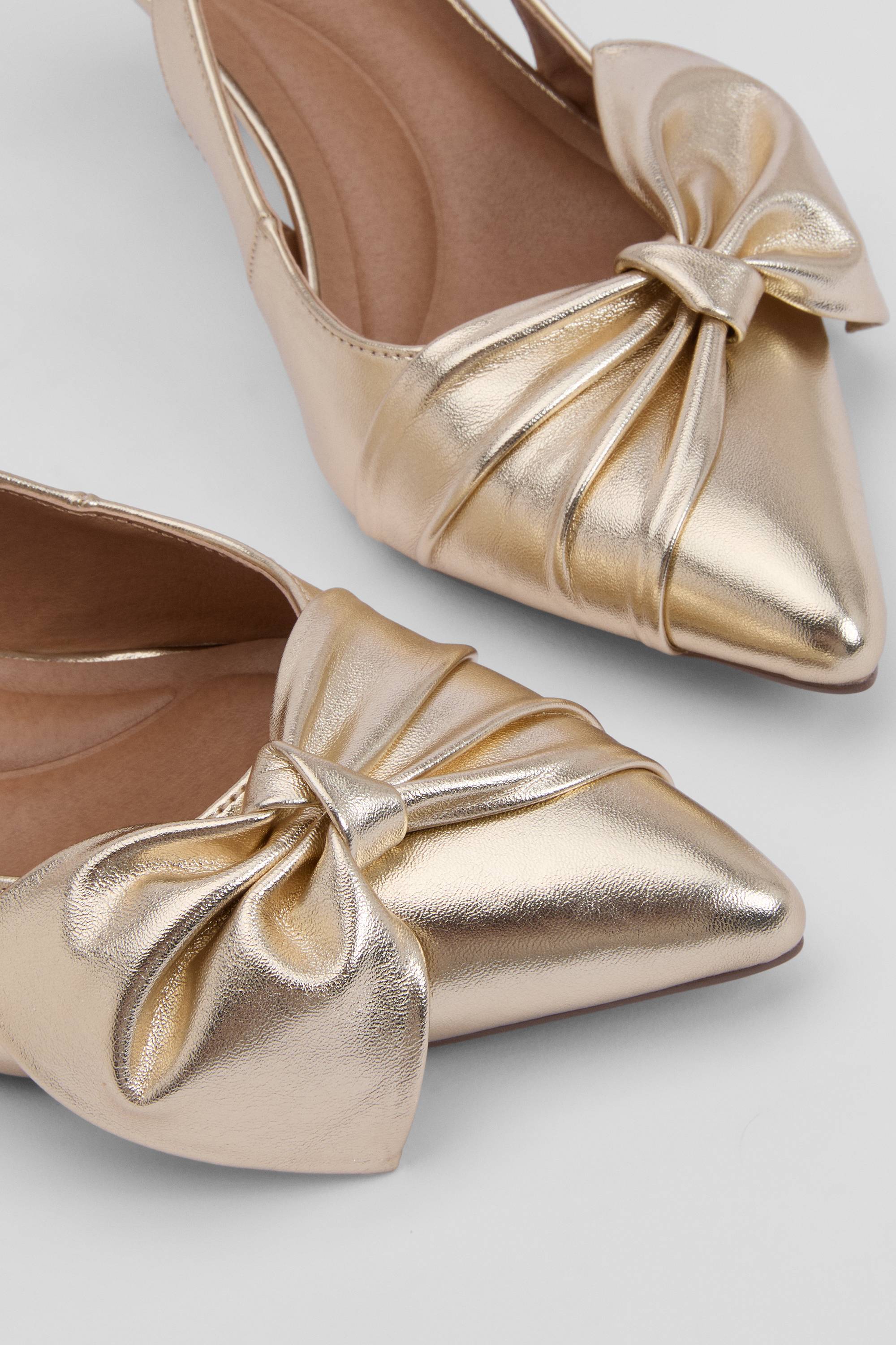 Wallis Maggie Chaussures Escarpins À Bride Arrière En Synthétiquecuir Métallisé Avec Nœud Décoratif Bout Pointu Et Petit Talon Confort