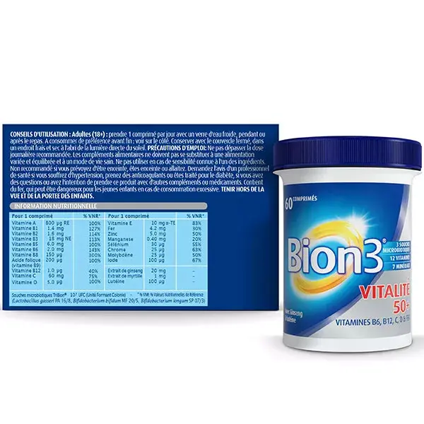 Bion 3 Vitalité 50+ SENIOR Complément Alimentaire Cure 2 mois - 60 comprimés