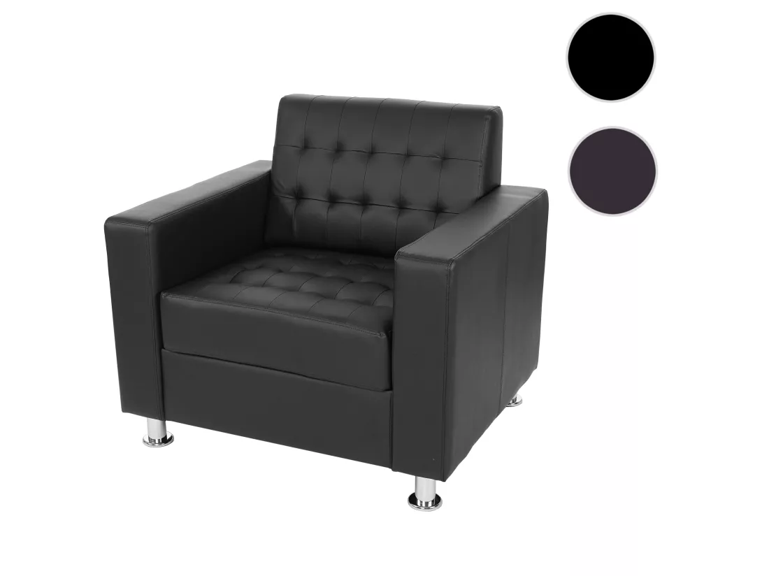 Fauteuil Pori, similicuir, noir
