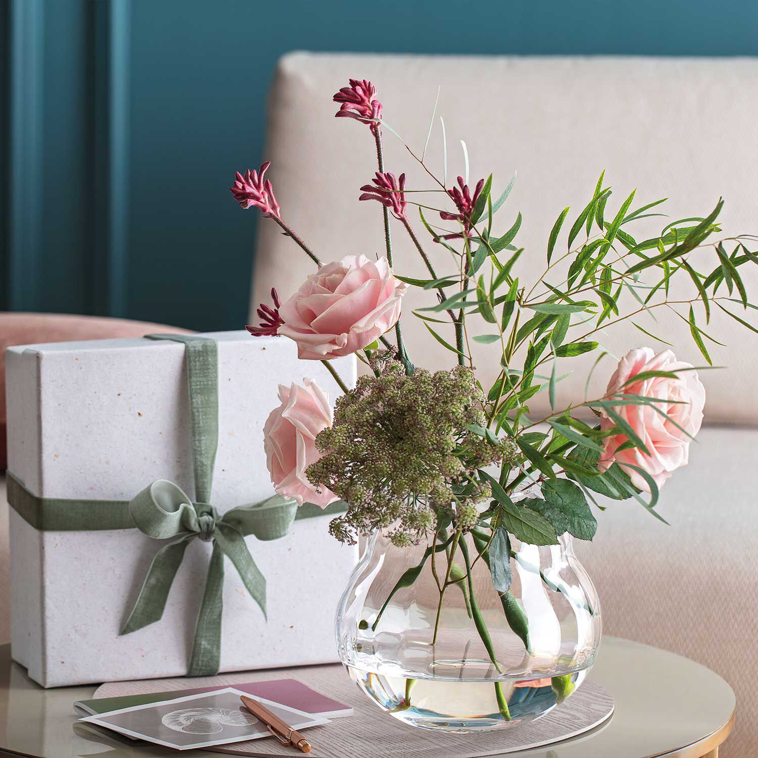 Rose Garden Vase Clear, 7.5'' x 6.7'', crystal glass