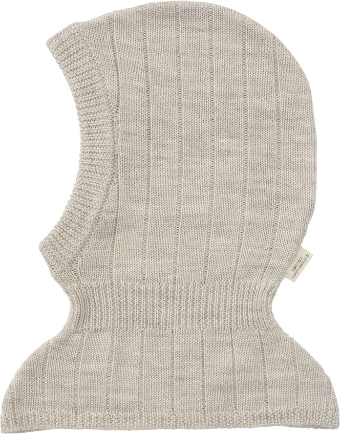 Copenhagen Colors RIB KNITTED BALACLAVA IN MERINO WOO Pale cream melan