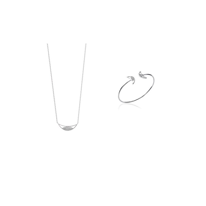 Collier Femme - Argent 925 - Oxyde de zirconium - Longueur : 45 cm