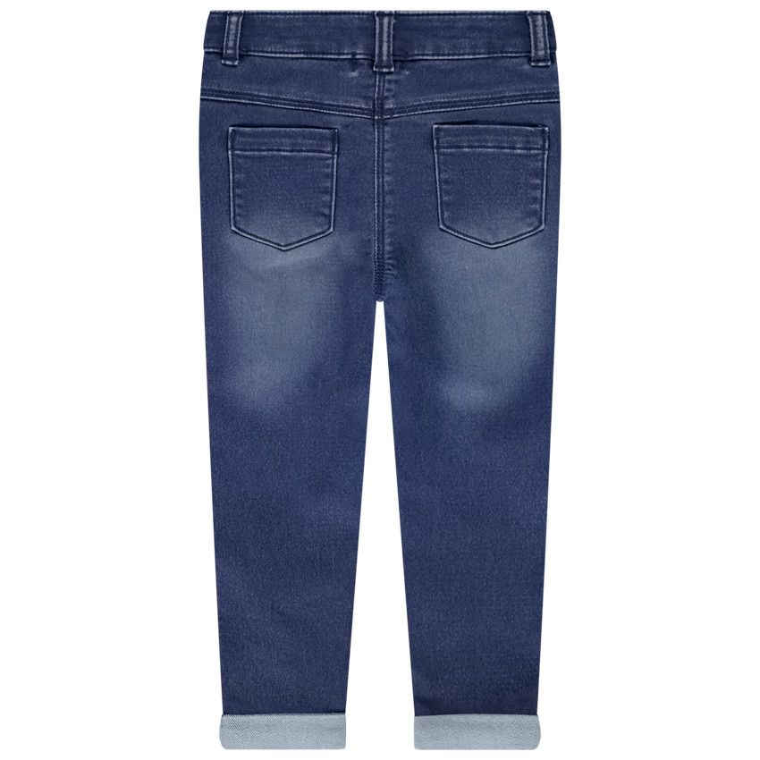 Jean slim broderie coeurs pour bébé fille - Bleu moyen