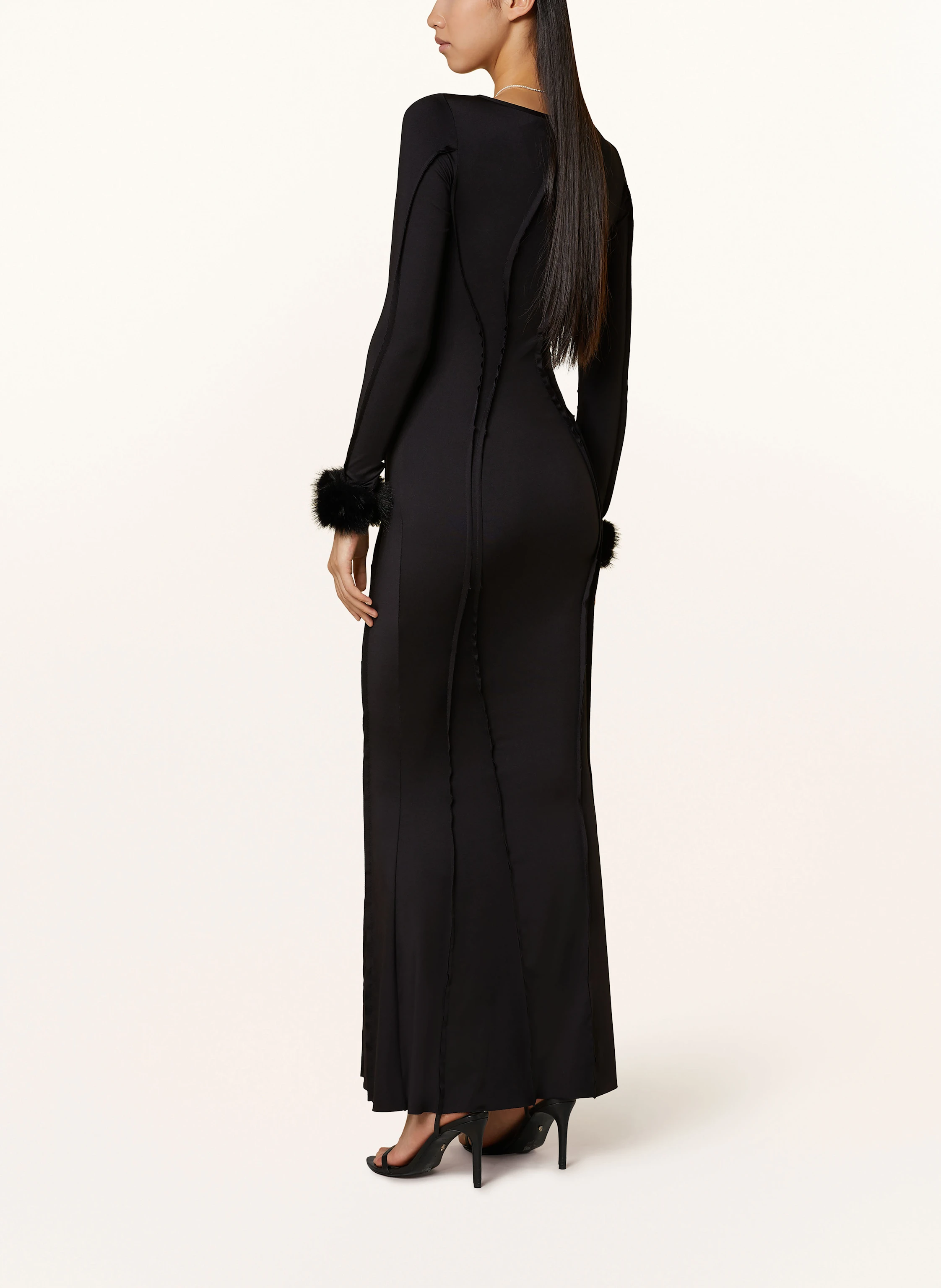 OW Collection Jerseykleid CIARA mit abnehmbarem Kunstfell