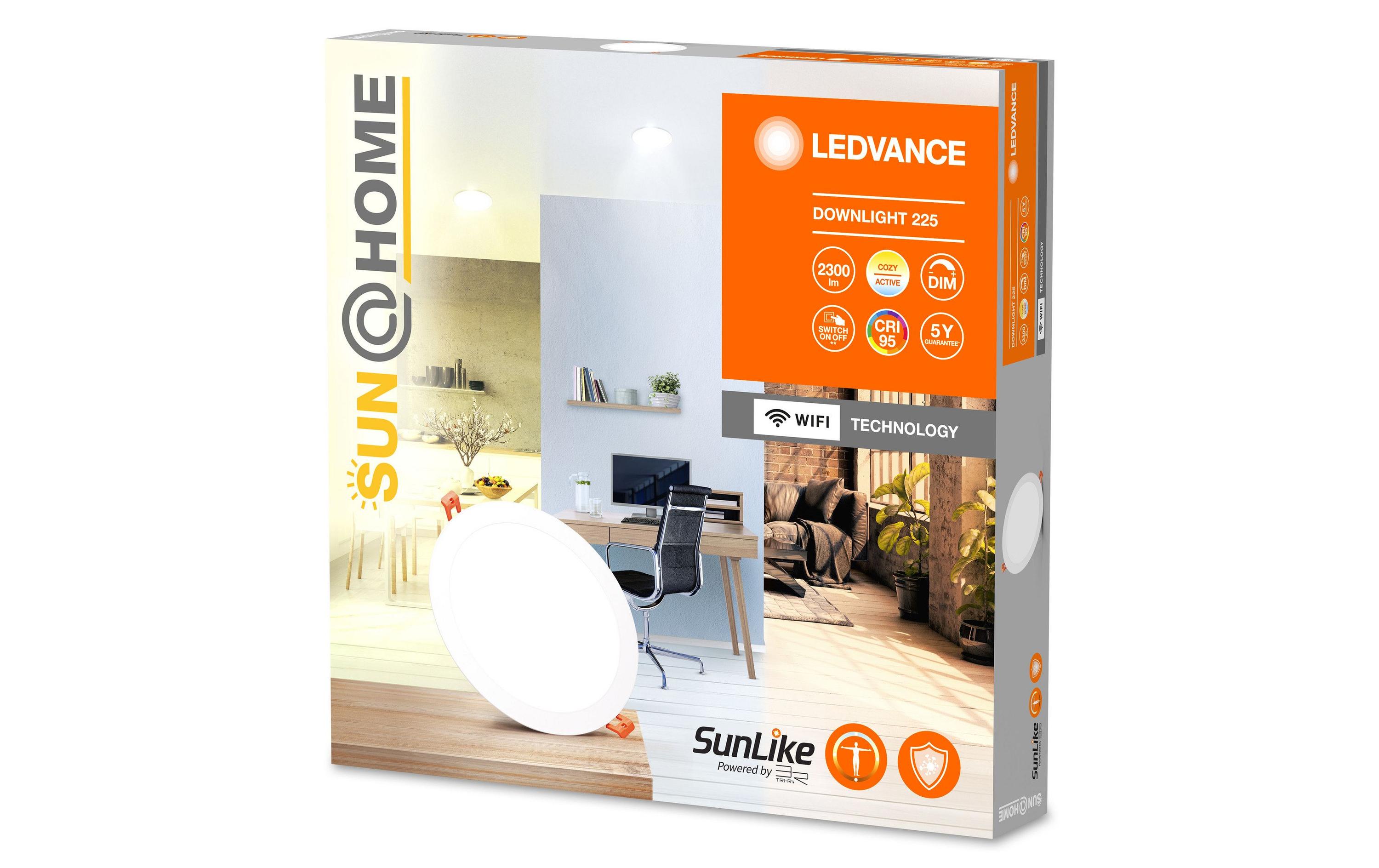 Einbauleuchte Sun@Home LED Slim, Ø 22.5 cm, 22 W, CRI95Smarte Leuchte zum Einbauen mit WiFi- Technologie