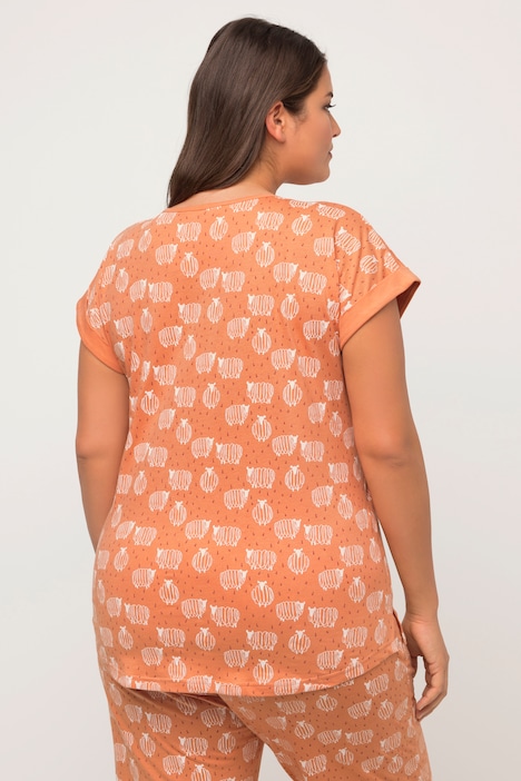 Pyjama-Shirt, Schafe, Rundhals, Halbarm, Biobaumwolle