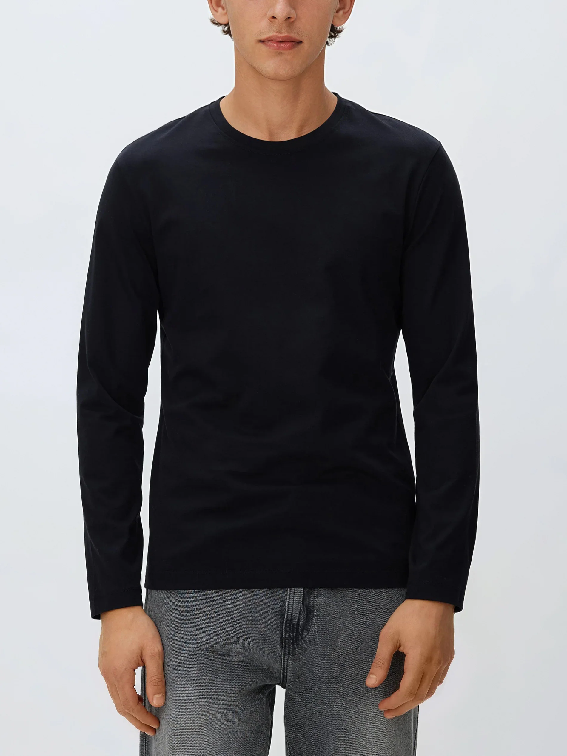 Langarmshirt mit hohem Anteil merzerisierter Baumwolle