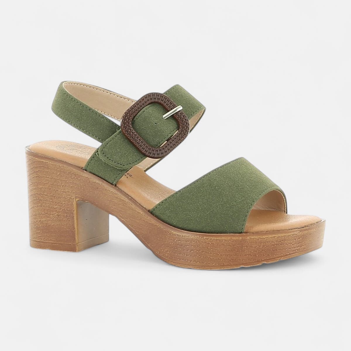 Nu-pieds à talon Femme kaki