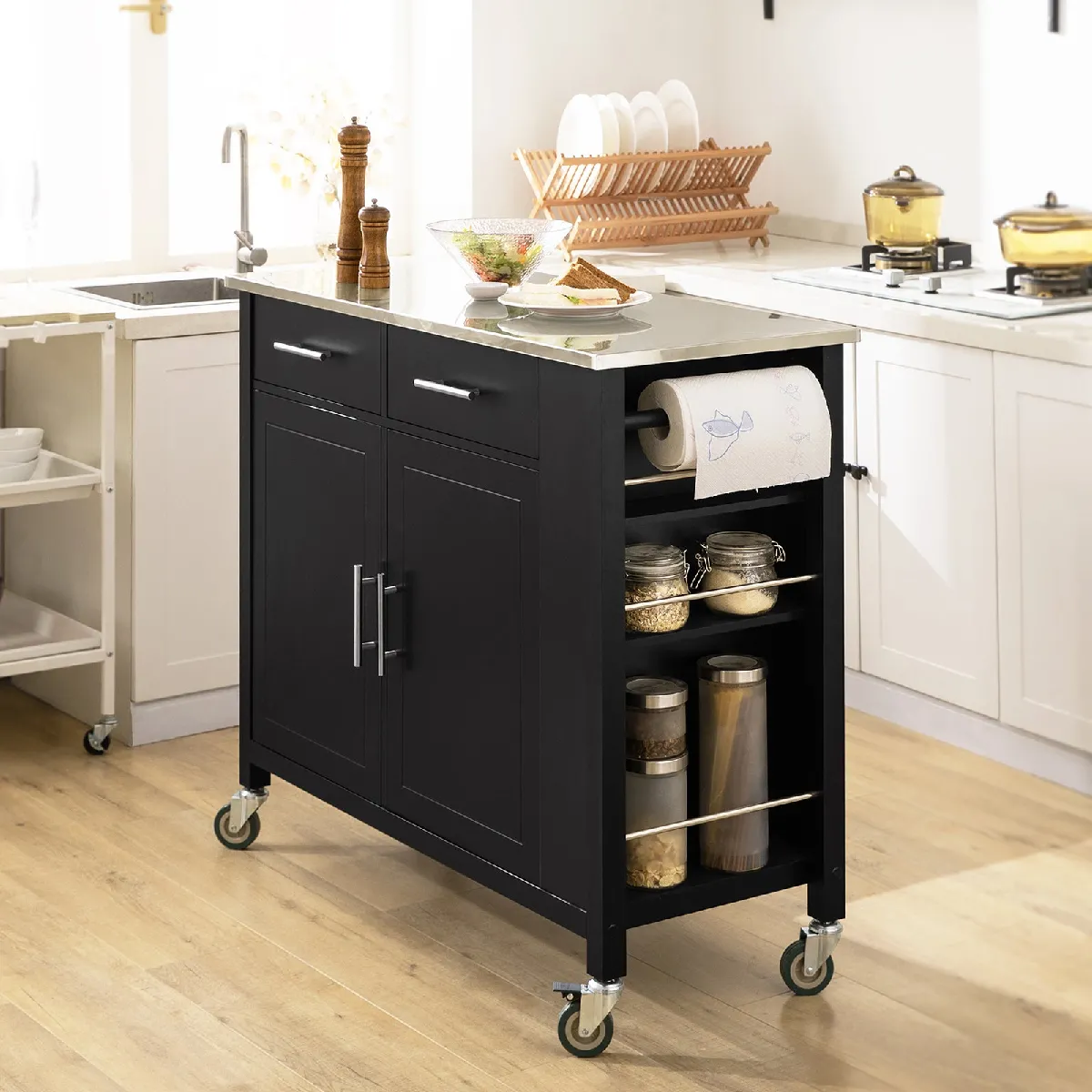 SoBuy FKW108-SCH - Bois et Inox